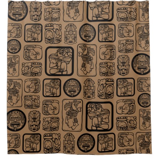 Tribal MAYA oud maskerpatroon 1 Douchegordijn (Voorkant)