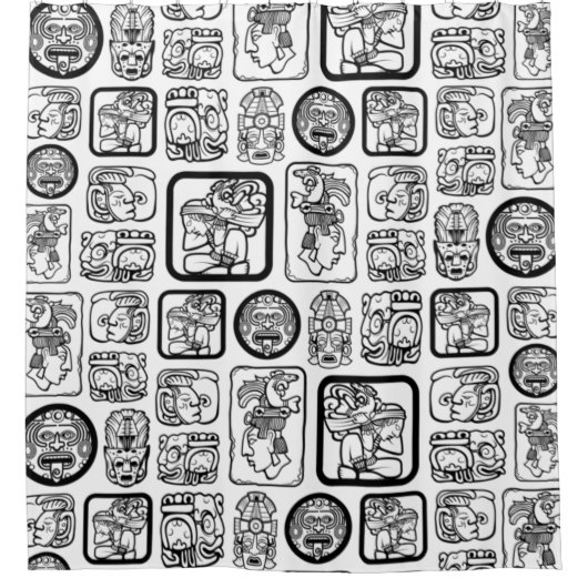 Tribal MAYA oud maskerpatroon 1 Douchegordijn (Voorkant)