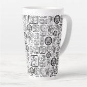 Tribal MAYA oud maskerpatroon 1 Latte Mok (Rechterhoek)