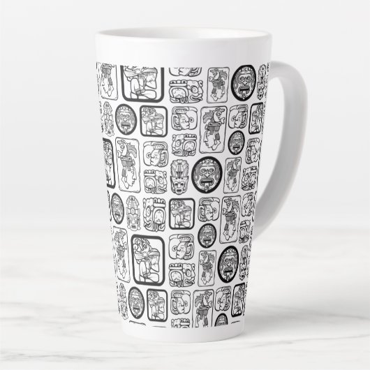 Tribal MAYA oud maskerpatroon 1 Latte Mok (Rechterhoek)