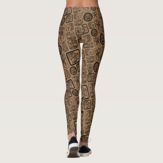 Tribal MAYA oud maskerpatroon 1 Leggings (Achterkant)