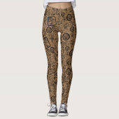 Tribal MAYA oud maskerpatroon 1 Leggings (Voorkant)