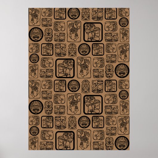 Tribal MAYA oud maskerpatroon 1 Poster (Voorkant)