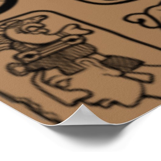 Tribal MAYA oud maskerpatroon 1 Poster (Hoek)