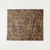 Tribal MAYA oud maskerpatroon 1 Wandkleed (Voorkant (horizontaal))