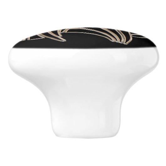 Tribal Metallic Howling Wolf Emblem Keramische Knop (Zijkant)