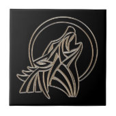 Tribal Metallic Howling Wolf Emblem Tegeltje (Voorkant)