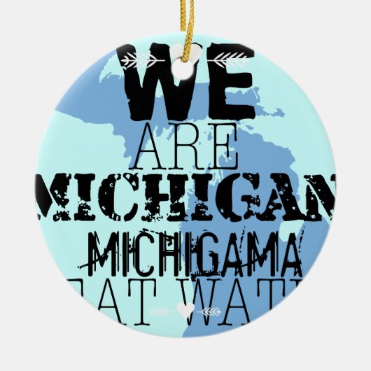 Tribal Michigan Michigama Great Waters Up North Keramisch Ornament (Voorkant)