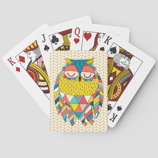 Tribal Modern Owl Illustration Paring Cards Pokerkaarten (Achterkant)