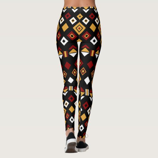 Tribal Monochroom Hexagon Leggings (Achterkant)