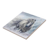 Tribal mooi wit paard tegeltje (Zijkant)