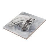 Tribal Mooie Witte Paard Keramische Tegel Tegeltje (Zijkant)