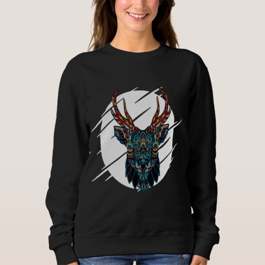Tribal Moose Head Trui (Voorkant)