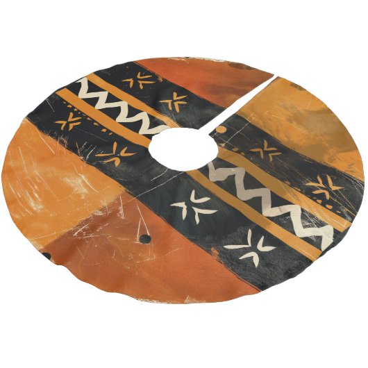 Tribal motifs in black and earth tones kerstboom rok (Gekanteld)
