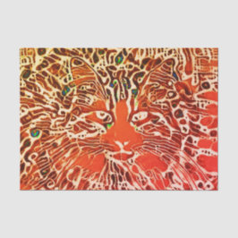 Tribal Native Abstract Tabby Cat Autumn Oranje Art Tissuepapier