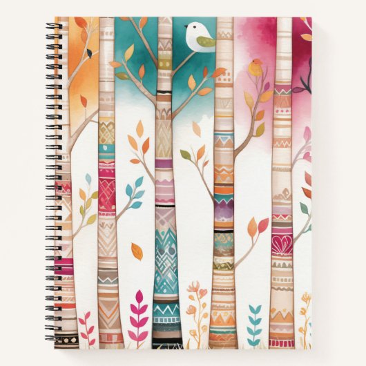 Tribal Native American Birch Tree Forest Notitieboek (Voorkant)