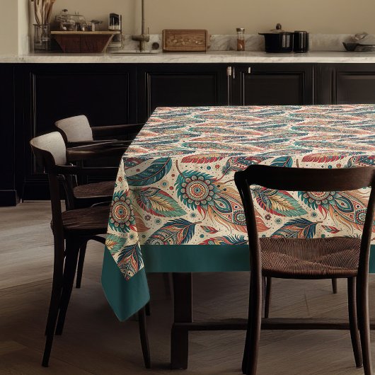 Tribal Native etnische pastel kleurrijke veren Tafelkleed