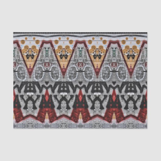 Tribal Native Red Gray Black Gold Pattern Tissuepapier (Voorkant)