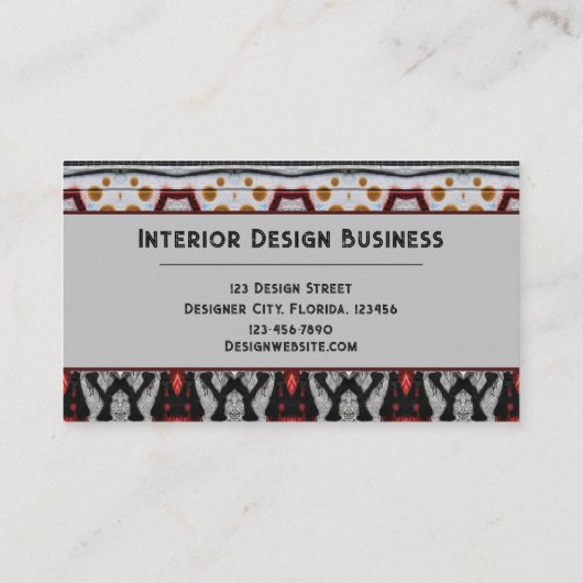 Tribal Native Red Gray Black Gold Pattern Visitekaartje (Achterkant)