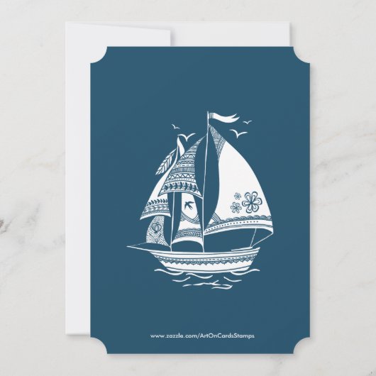 Tribal Nautical Boat Wheel Birthday Party nodigt u Kaart (Achterkant)