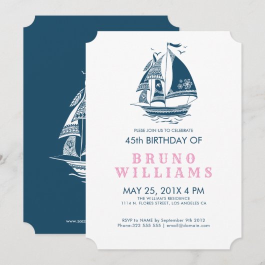 Tribal Nautical Boat Wheel Birthday Party nodigt u Kaart (Voorkant / Achterkant)