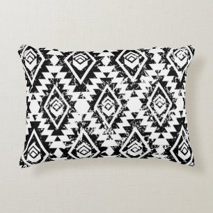 Tribal Navajo: zwart wit geometrisch. Accent Kussen
