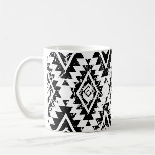 Tribal Navajo: zwart wit geometrisch. Koffiemok
