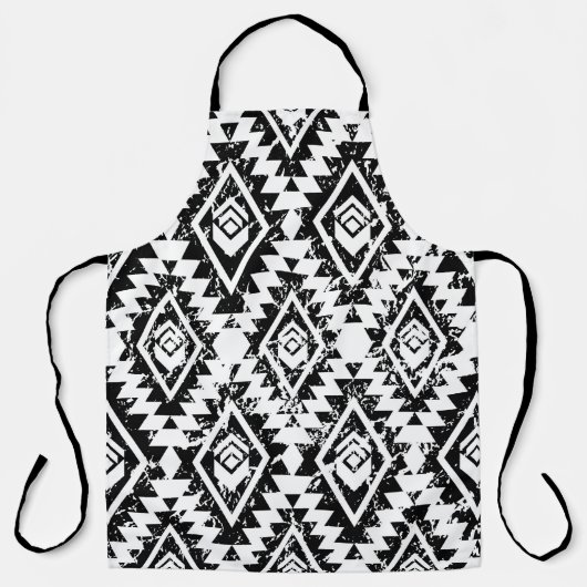 Tribal Navajo: zwart wit geometrisch. Schort (Voorkant)