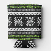 Tribal Navajo, zwart wit groen patroon. Blikjeskoeler (Achterkant)