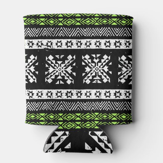 Tribal Navajo, zwart wit groen patroon. Blikjeskoeler (Achterkant)