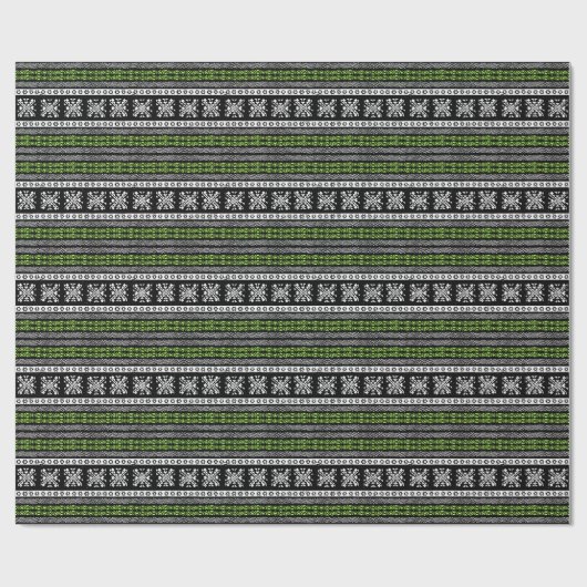 Tribal Navajo, zwart wit groen patroon. Cadeaupapier (Vlak)