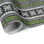 Tribal Navajo, zwart wit groen patroon. Cadeaupapier (Rol Hoek)