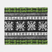 Tribal Navajo, zwart wit groen patroon. Fleece Deken (Voorkant (Horizontaal))