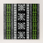 Tribal Navajo, zwart wit groen patroon. Legpuzzel (Horizontaal)