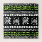 Tribal Navajo, zwart wit groen patroon. Legpuzzel (Verticaal)