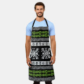 Tribal Navajo, zwart wit groen patroon. Schort (Gedragen)