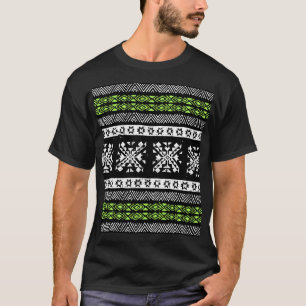 Tribal Navajo, zwart wit groen patroon. T-shirt