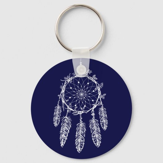Tribal Navy Blue Native American Dream Catcher Sleutelhanger (Voorkant)