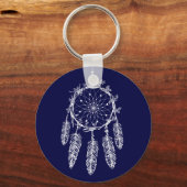 Tribal Navy Blue Native American Dream Catcher Sleutelhanger (Voorkant)