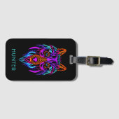 Tribal Neon Wolf gepersonaliseerd Bagagelabel (Voorkant (horizontaal))
