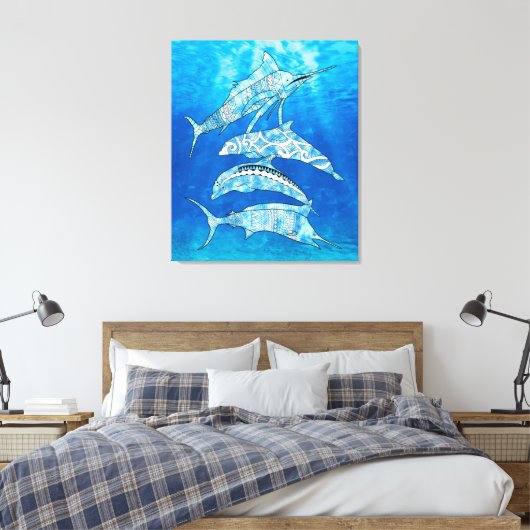 Tribal Ocean Animals Canvas Afdruk (Insitu (Slaapkamer))