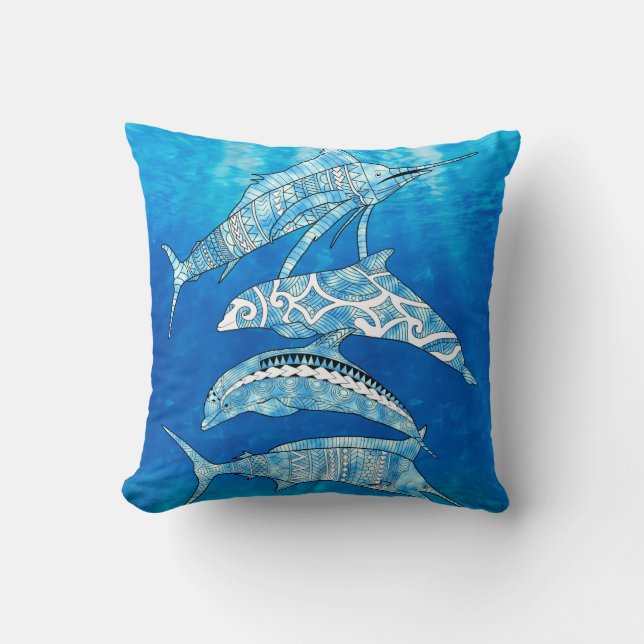 Tribal Ocean Animals Kussen (Voorkant)
