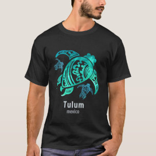 Tribal Ocean Blue Mexico Tulum Zee Turtle T-shirt