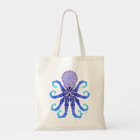 Tribal Octopus Twilight Blues Tote Bag (Achterkant)