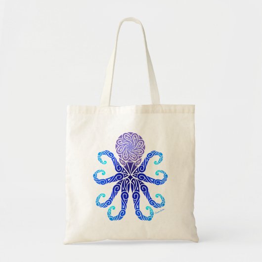 Tribal Octopus Twilight Blues Tote Bag (Voorkant)