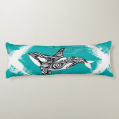 Tribal Orca Brushed Blauwgroen Lichaamskussen (Achterkant)
