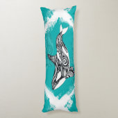 Tribal Orca Brushed Blauwgroen Lichaamskussen (Achterkant (Verticaal))