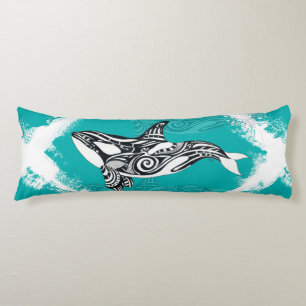 Tribal Orca Brushed Blauwgroen Lichaamskussen