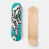 Tribal Orca Brushed Blauwgroen Persoonlijk Skateboard (Voorkant)