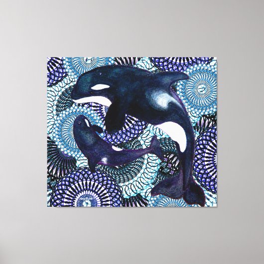 Tribal Orca Canvas Afdruk (Voorkant)